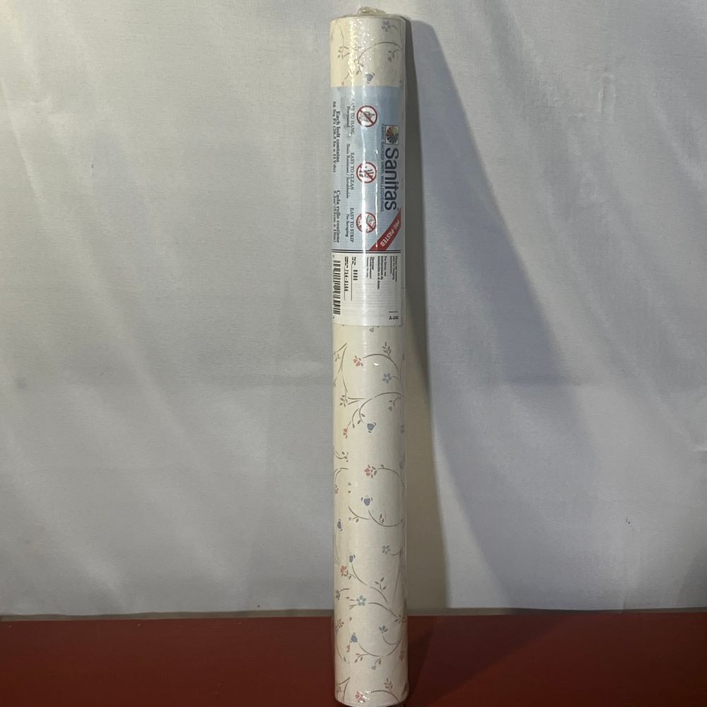 Vintage Sanitas Pre-Pasted Vinyl Wallcovering Floral Pattern 56 Sq Ft‎ Roll